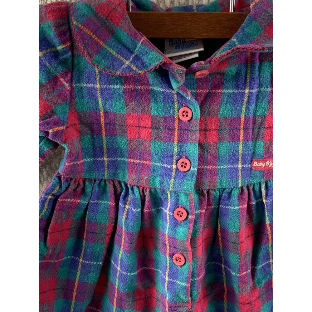Vintage OshKosh Baby B'gosh Bubble Romper‎ 3-6 Mos Multi Color Block Plaid USA - Picture 3 of 16